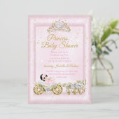 Invitation Princesse Baby shower Tiara Porte Rose (Debout devant)
