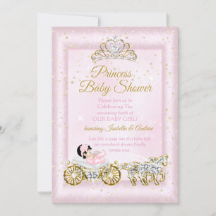 Invitation Princesse Baby shower Tiara Porte Rose