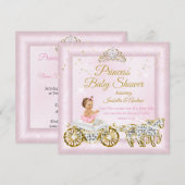 Invitation Princesse Baby shower Tiara Porte Rose (Devant / Derrière)