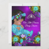 Invitation Princesse Baby shower Turquoise Bleu pourpre Fille (Devant)