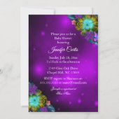 Invitation Princesse Baby shower Turquoise Bleu pourpre Fille (Dos)