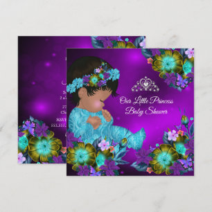 Invitation Princesse Baby shower Turquoise Bleu pourpre Fille