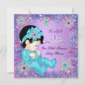 Invitation Princesse Baby shower Turquoise Bleu pourpre rose  (Devant)
