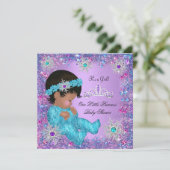 Invitation Princesse Baby shower Turquoise bleu violet rose e (Debout devant)