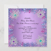 Invitation Princesse Baby shower Turquoise bleu violet rose e (Dos)