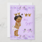 Invitation Princesse Baby shower Violet Rose Dentelle ethniqu (Devant)