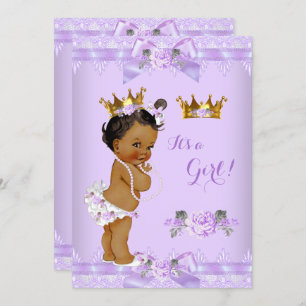 Invitation Princesse Baby shower Violet Rose Dentelle ethniqu