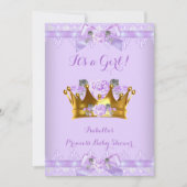 Invitation Princesse Baby shower Violet Rose Lavande Dentelle (Devant)