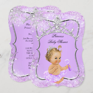 Invitation Princesse Baby shower Wonderland Lilac Blonde