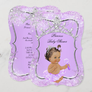 Invitation Princesse Baby shower Wonderland Lilac Brunette