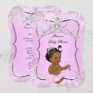 Invitation Princesse Baby Shower Wonderland Rose Ethnique