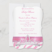 Invitation Princesse Baby shower Zebra Rose Brunette Girl (Dos)