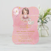 Invitation Princesse Ballerina Blush Pink Gold fête d'anniver (Debout devant)