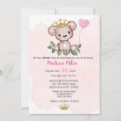 Invitation Princesse Bear Baby shower rose (Devant)
