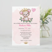 Invitation Princesse Bear Baby shower rose (Debout devant)