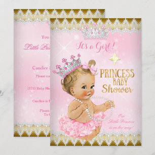 Invitation Princesse bébé aux cheveux blonds Bain Pink Tutu O
