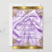 Invitation Princesse Bébé Fille de Fête de Naissance Or Viole (Dos)