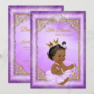 Invitation Princesse Bébé Fille de Fête Ethnique Or Violet