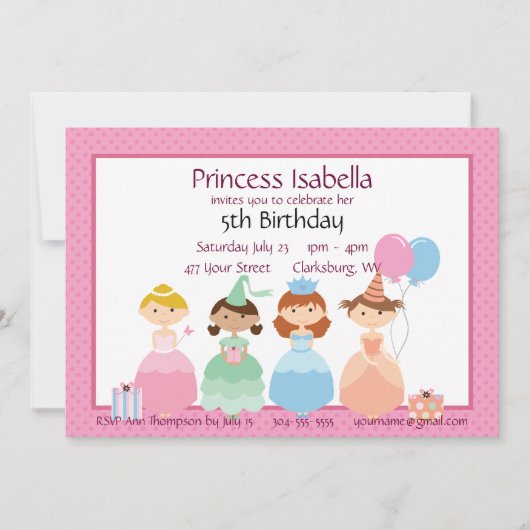 Invitation Princesse Birthday (Devant)