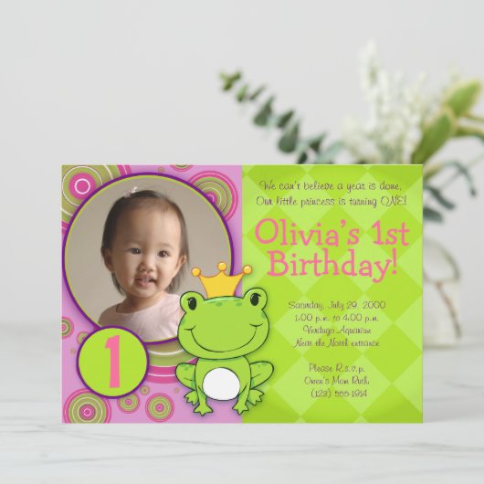 Invitation Princesse Birthday de grenouille (Debout devant)