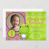 Invitation Princesse Birthday de grenouille (Devant / Derrière)