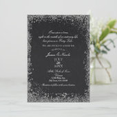 Invitation Princesse Black Damask Élégant Mariage de livre d' (Debout devant)