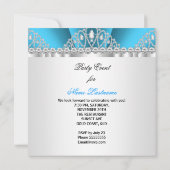 Invitation Princesse Bleue Blanc Diamant Tiara fête d'anniver (Dos)