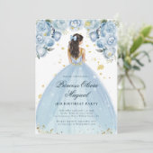 Invitation Princesse Bleue Chic et Blanc Anniversaire (Debout devant)