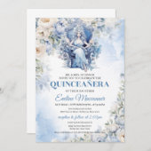 Invitation Princesse Bleue Dusty avec fleurs et Tiara (Devant / Derrière)