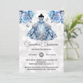 Invitation princesse bleue Quinceañera imaginaire lune rose (Debout devant)