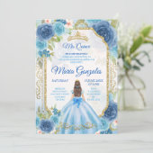 Invitation Princesse Bleue Rose Mexicaine 15 Anos (Debout devant)