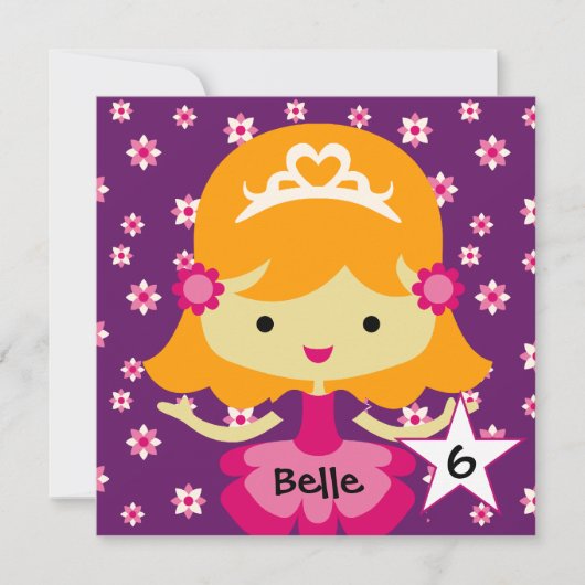 Invitation Princesse blonde faite sur commande Birthday (Devant)