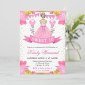 Invitation Princesse Blonde Robe Rose Douze Ans (Debout devant)