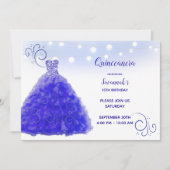 Invitation Princesse Blue Gown Lights Quinceanera (Devant)