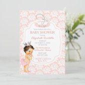 Invitation Princesse Blush Rose et Argent Baby Girl (Debout devant)