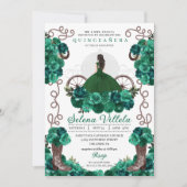 Invitation Princesse Carriage Green Western Quinceañera (Devant)