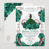 Invitation Princesse Carriage Green Western Quinceañera (Devant / Derrière)