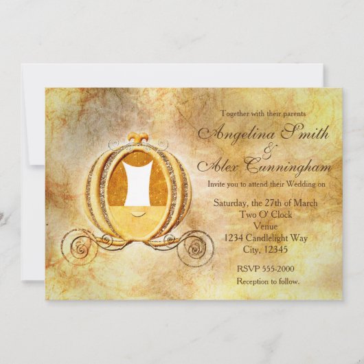 Invitation Princesse Carrosse Cendrillon Vintage (Devant)