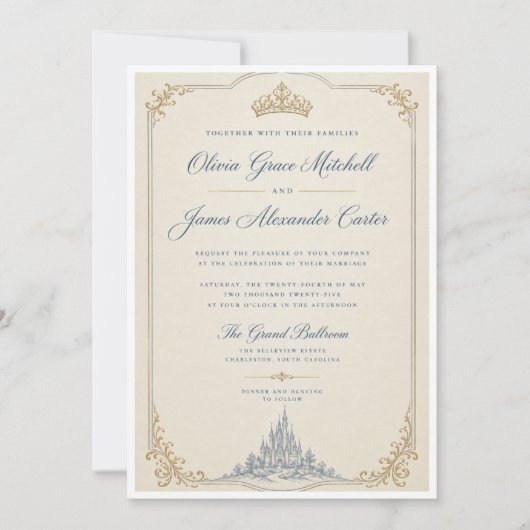 Invitation Princesse Cendrillon intemporelle (Devant)