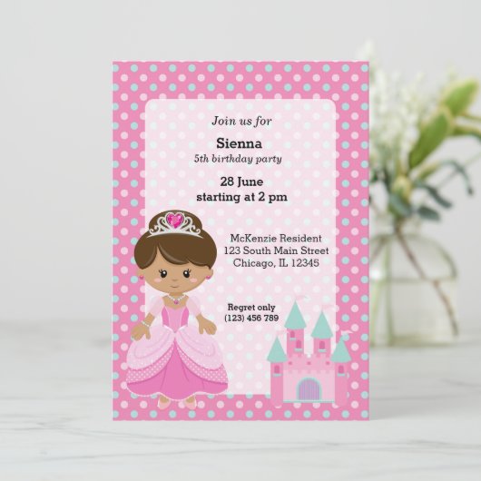 Invitation Princesse & Château (Debout devant)