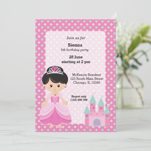 Invitation Princesse & Château (Debout devant)