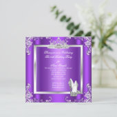 Invitation Princesse Chaussures à Talons Hauts Argent Violet (Debout devant)