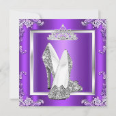 Invitation Princesse Chaussures à Talons Hauts Argent Violet (Dos)