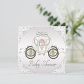 Invitation Princesse Coach et baby shower de blanc de roses (Debout devant)