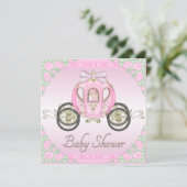Invitation Princesse Coach et baby shower de rose de roses (Debout devant)