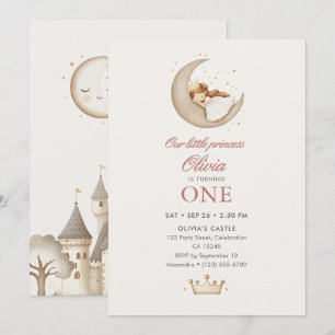 Invitation Princesse Conte de Fée Aquarelle 1er Anniversaire