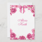 Invitation princesse coquette fuchsia pour quincea (Dos)