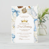 Invitation Princesse Couronne Bleue et Or Anniversaire Premiè (Debout devant)