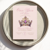 Invitation Princesse Couronne d'or rose 3e anniversaire