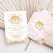 Invitation Princesse Couronne d'or rose Anniversaire Blush Fl